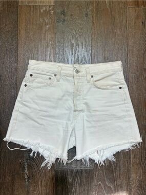 AG Parker Style: White Frayed Hem Women's Denim Shorts